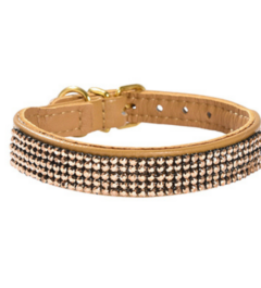 Collier en Cuir Camel et Cristaux