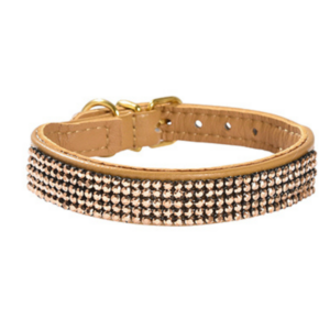 Collier en Cuir Camel et Cristaux
