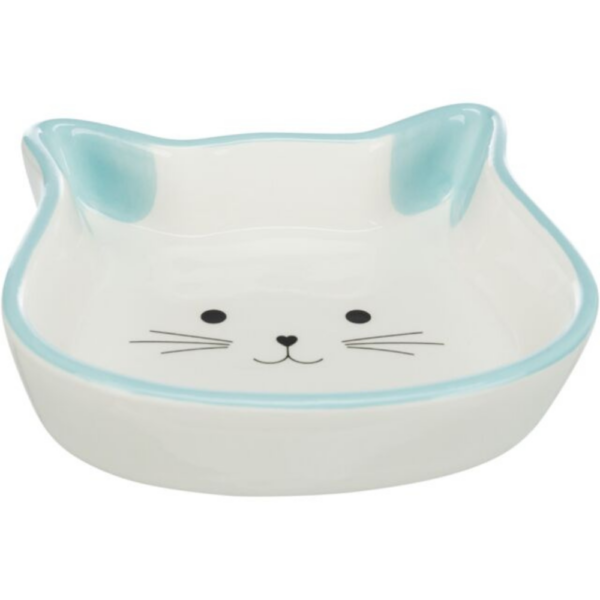 Gamelle en Céramique Tête de Chat-bleu-clair