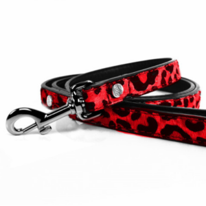 Laisse en Cuir Panthère Rouge