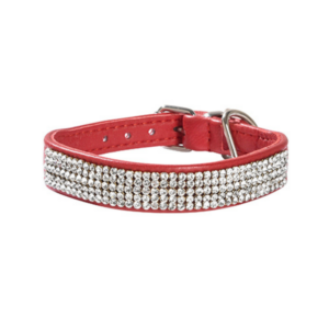 Collier en Cuir Rouge et Cristaux