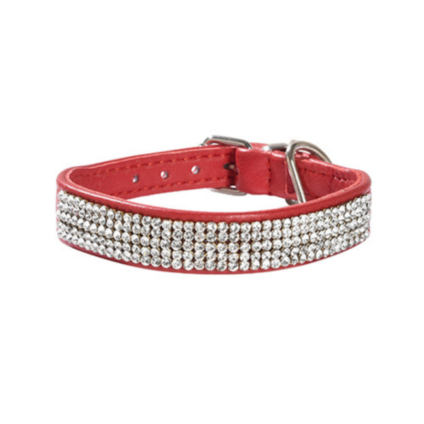 Collier en Cuir Rouge et Cristaux