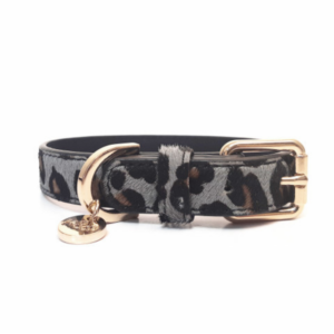 collier en Cuir Panthère Gris