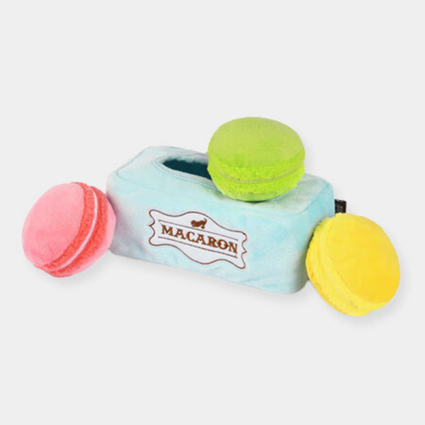 boite-macarons-pup-cup-cafe-pet-play-peluche pour chien