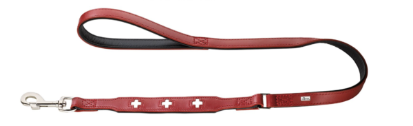 laisse swiss en cuir rouge