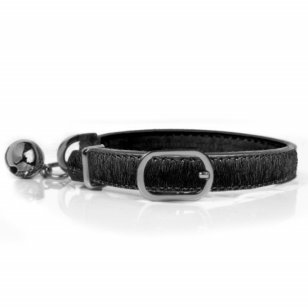 Collier en Cuir Noir Serval | pour Chat